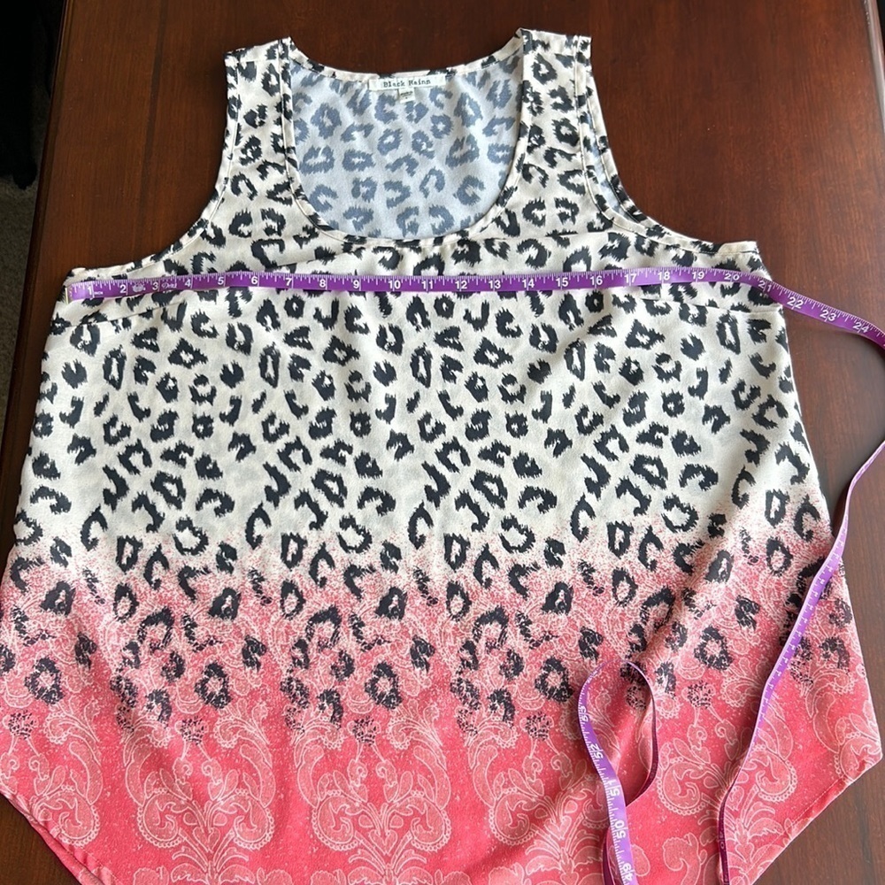 Black Rainn tank top sheer ombré animal print sz lg nwot tan black peach top
